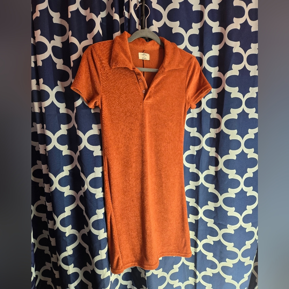 Ardene BurntOrange/ Brown Short Sleeve Polo Dress Size Small/Petite
